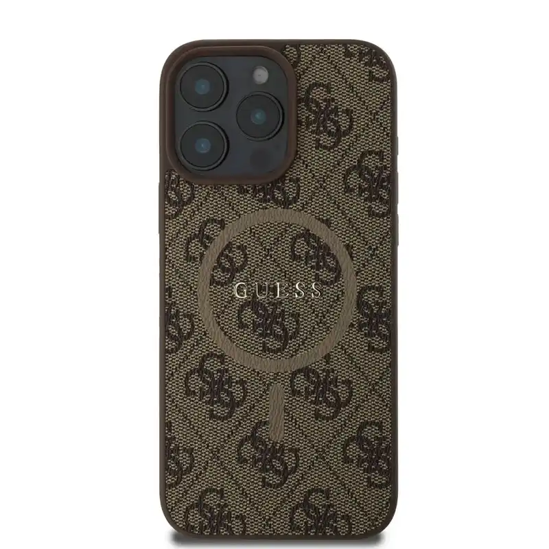 guess-classic-logo-brown-magsafe-case-iphone16promax-front کاور گس مدل GUESS MAGSAFE CLASSIC LOGO مناسب برای گوشی موبایل آیفون 16 پرومکس - Image 1