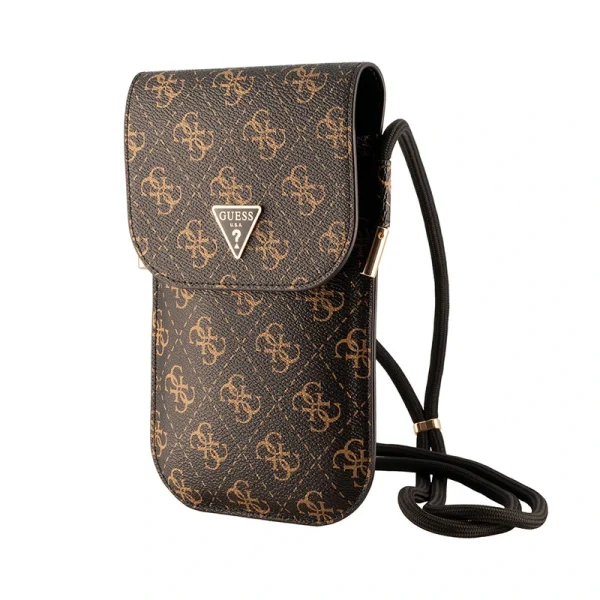 کیف دوشی گس اورجینال مدل GUESS PHONE POUCH TRIANGLE LOGO از چرم ضد خش