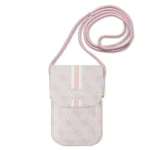 کیف دوشی گس اورجینال صورتی مدل 4G WALLET WITH STRIPS از چرم ضد خش و با چرم با مونوگرام گس