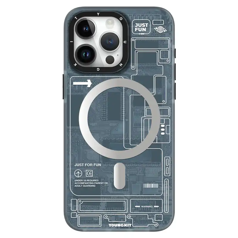 youngkit-tecnology-grey-magsafe-case-iphone16promax-front-1 کاور یانگ کیت مدل TECHNOLOGY SERIES مناسب برای گوشی موبایل آیفون 14 پرومکس - Image 1