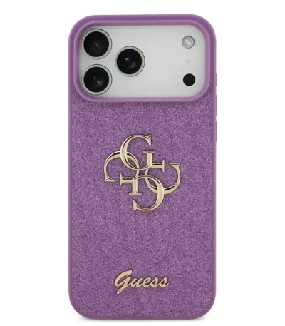 کاور گس مدل GUESS GLITTER BIG METAL LOGO برای آیفون 17 پرومکس با لوگوی بزرگ فلزی و طراحی براق و لوکس