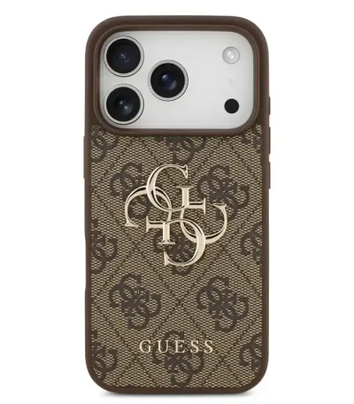کاور گس مدل GUESS BIG CLASSIC LOGO چرمی با طرح لوگوی تمام‌سطحی و لوگوی فلزی برجسته مناسب آیفون ۱۷ پرو – قاب لوکس و محافظتی.