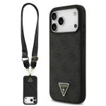 کاور گس مدل MAGSAFE CROSS BODY چرمی با بند کراس‌بادی و لوگوی برجسته GUESS برای آیفون ۱۷ پرومکس