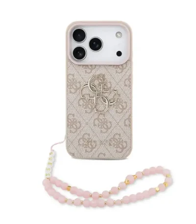 کاور گس مدل GUESS LANYARD چرمی با طرح لوگوی Guess و بند لنیارد مناسب آیفون ۱۷ پرو – قاب لوکس و کاربردی برای محافظت و استایل.