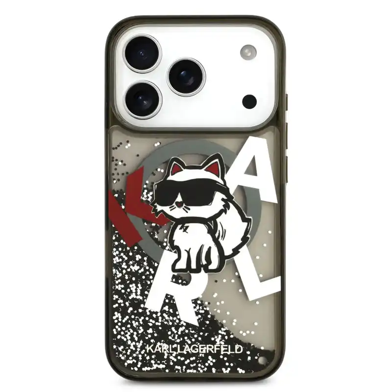 karllagerfeld-glitter-choupette-black-magsafe-case-iphone17promax-front-1 کاور کارل لاگرفلد مدل GLITTER CHOUPETTE گلیتری اورجینال مناسب گوشی آیفون ۱۷ پرومکس با قابلیت مگ سیف