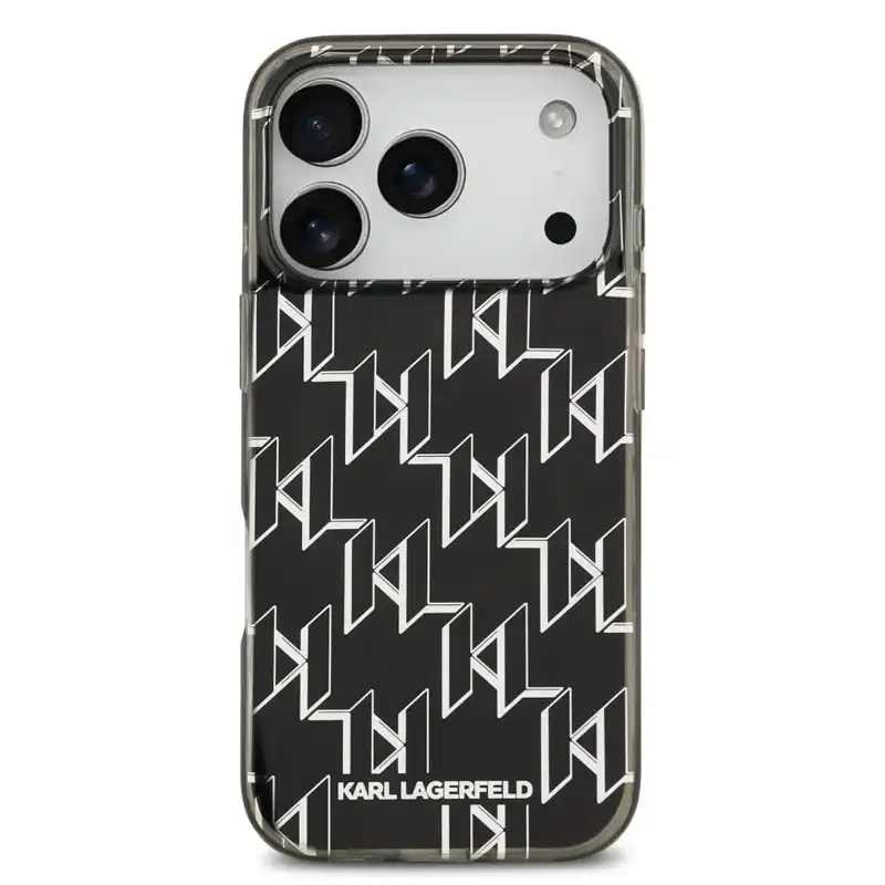 karllagerfeld-repeated-monogram-black-magsafe-case-iphone17promax-front کاور کارل لاگرفلد مدل REPEATED MONOGRAM مناسب گوشی موبایل آیفون ۱۷ پرومکس - Image 1