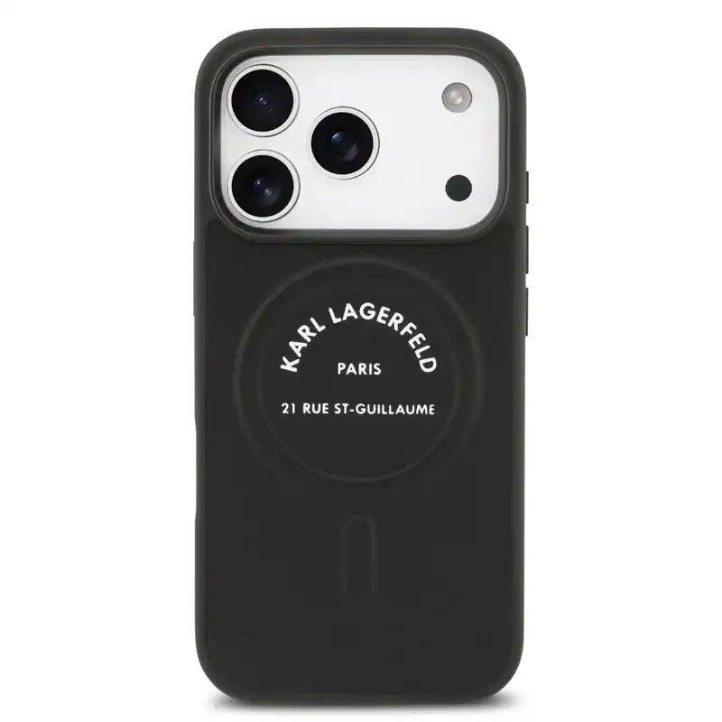 karllagerfeld-rsg-logo-black-magsafe-case-iphone17promax-front-1 کاور کارل لاگرفلد مدل MAGSAFE RSG مناسب گوشی موبایل آیفون 17 پرومکس