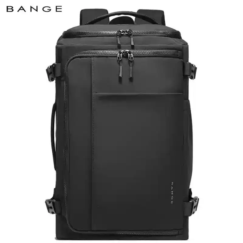bange-bacpack-8121-black-front کیف لپتاپ 15.6 اینچ اورجینال بنج BANGE BG-8121 با محفظه کفش و سیستم تهویه