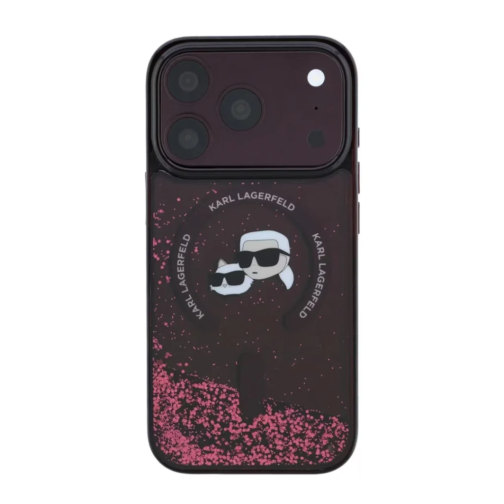 کاور آیفون ۱۸ پرو کارل لاگرفلد مدل GLITTER K&C رنگ چری نمای روبرو